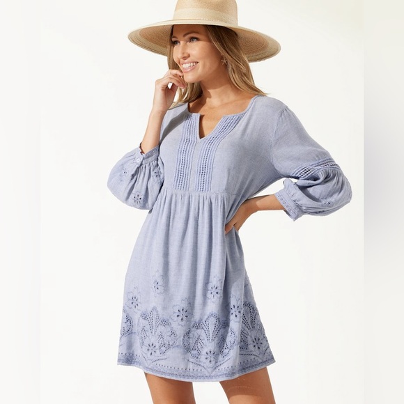 Tommy Bahama Dresses & Skirts - Tommy Bahama St. Lucia Linen-Blend Coverup Dress blue 35981
